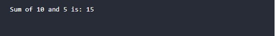 Addition Operator Output
