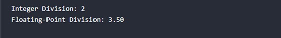 Division Operator Output