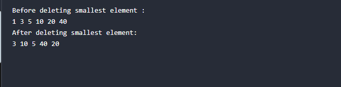Java Code to Delete Smallest Element from Heap