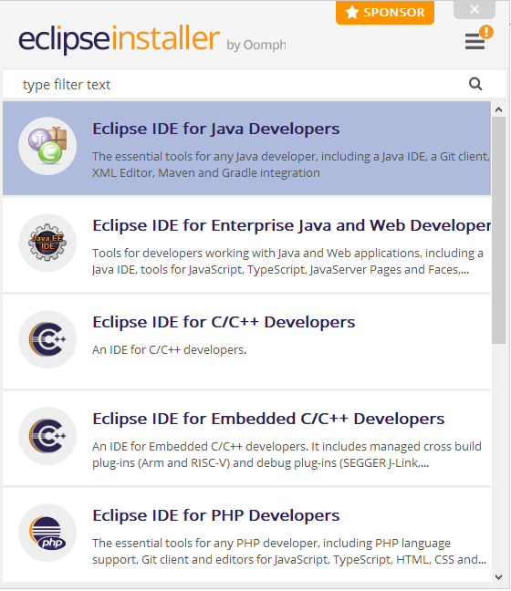 Choose Eclipse IDE for Java Developers