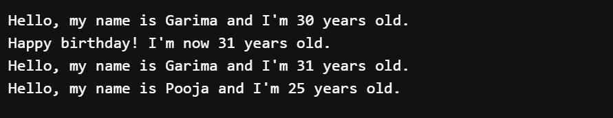 Class methods output