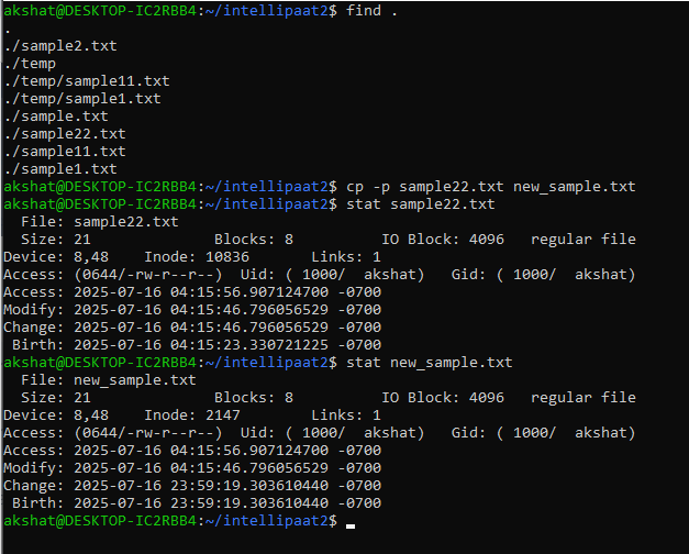 Copy a File in Linux Using the -p Option