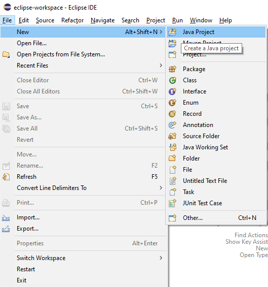 Create a New Java Project