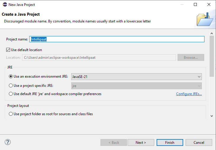 Create a New Java Project