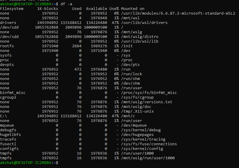 Display All the File Systems
