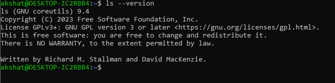 Display Version of the ls command