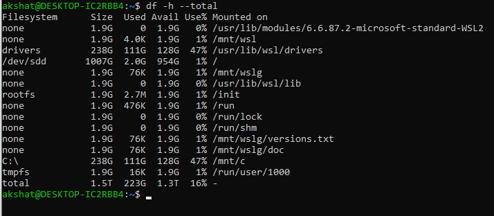 Display a Total of All Disks
