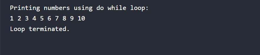Example 1 do while loop in C