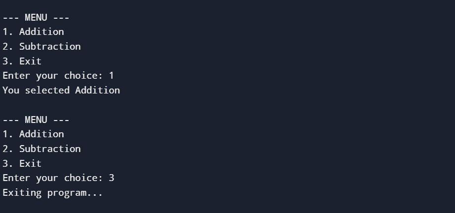 Menu-Driven Program