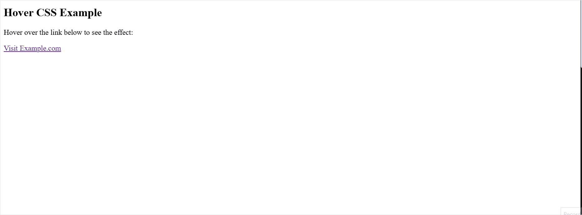 Example for using CSS Hover