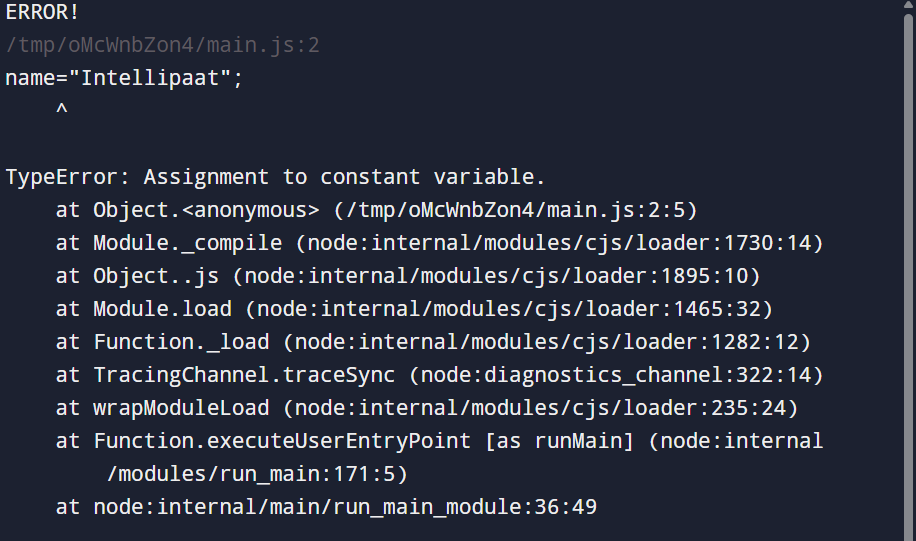 JavaScript const keyword