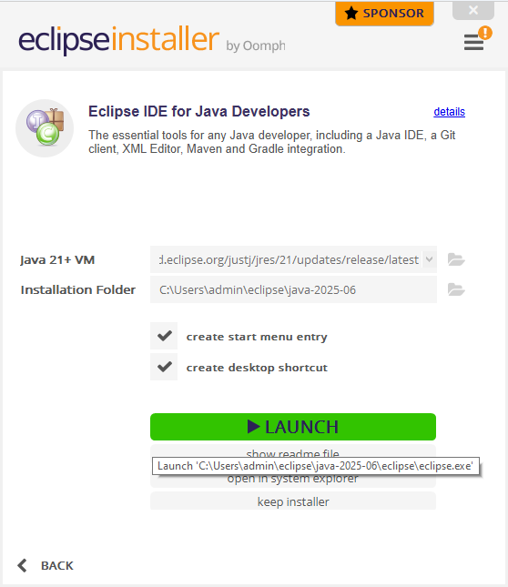 Launch Eclipse