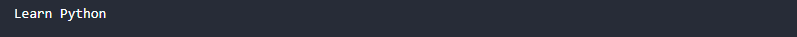 Learn Python Output