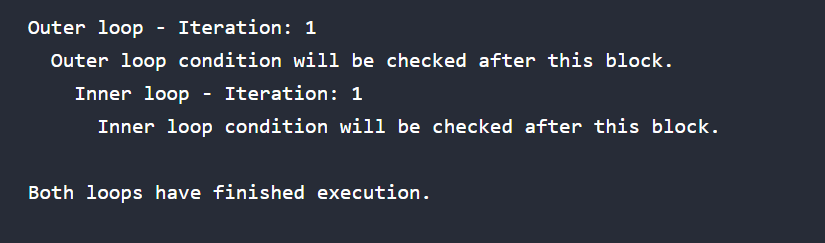 Nested do while loop in C++ output