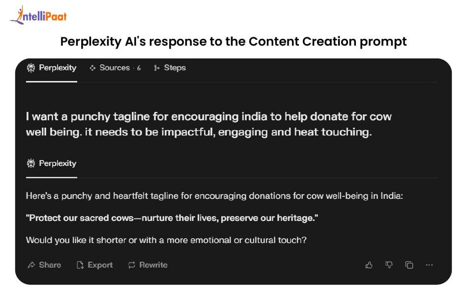 Perplexity AI_s response to the Content Creation prompt