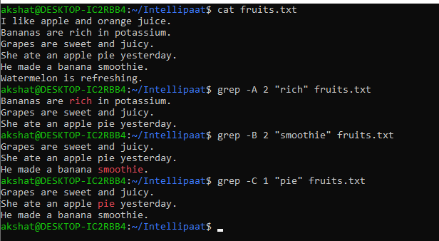 Print Specific Lines from a File Using -A, -B, or -C
