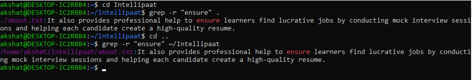 Search Recursively in All Files of a Directory Using -r