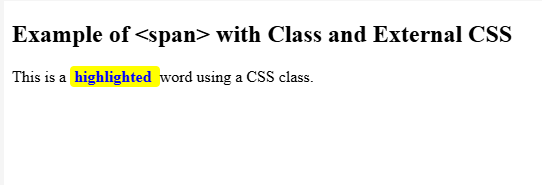 Span with class and extrenal CSS file
