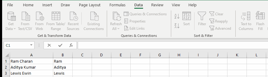 Split Cells In Excel Using Flash Fill