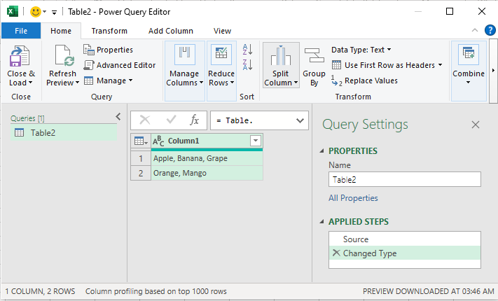 Split Cells Into Columns or Rows Using Power Query