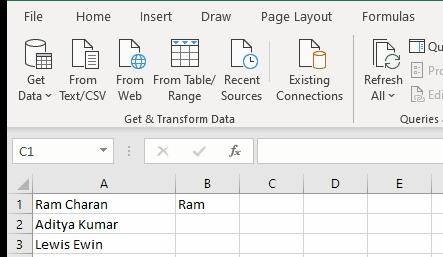 Split Cells in Excel Using Formulas