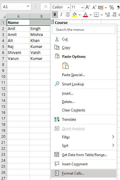 Steps to Merge Cells in Excel Using Center Across Selection 2