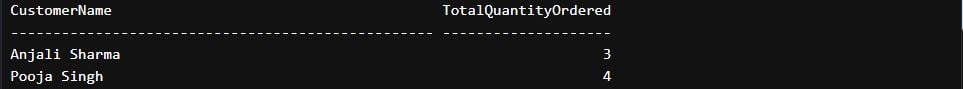 having clause output 
