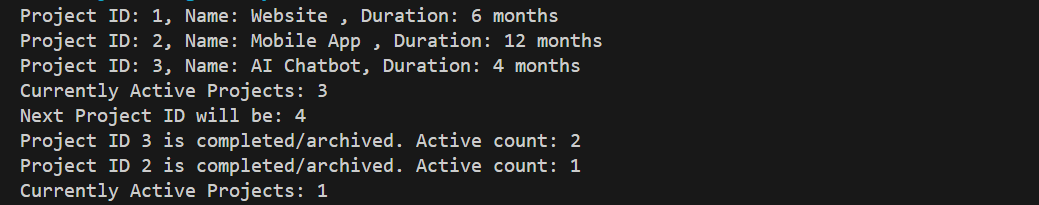 Project Management System Using Garbage Collection in Java