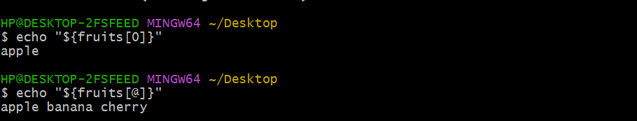 Access elements in an Array in Bash
