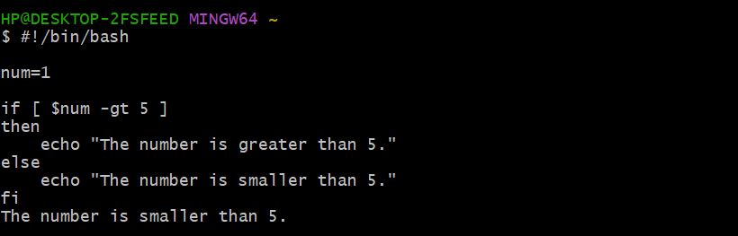 Bash if else statement output