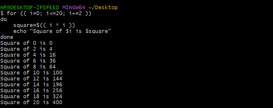 C Style For Loop in Bash