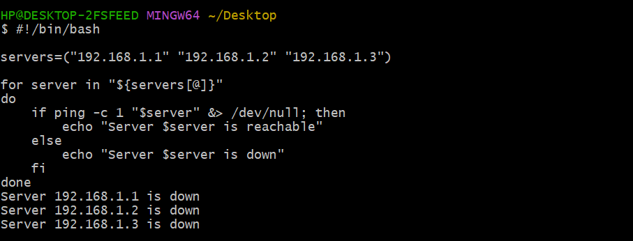 Example 3 -  Pinging Multiple Servers