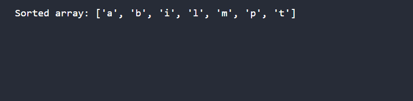 Insertion Sort in Python Output