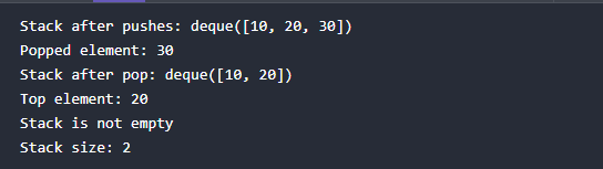 Python Stack Implementation Using collections.deque