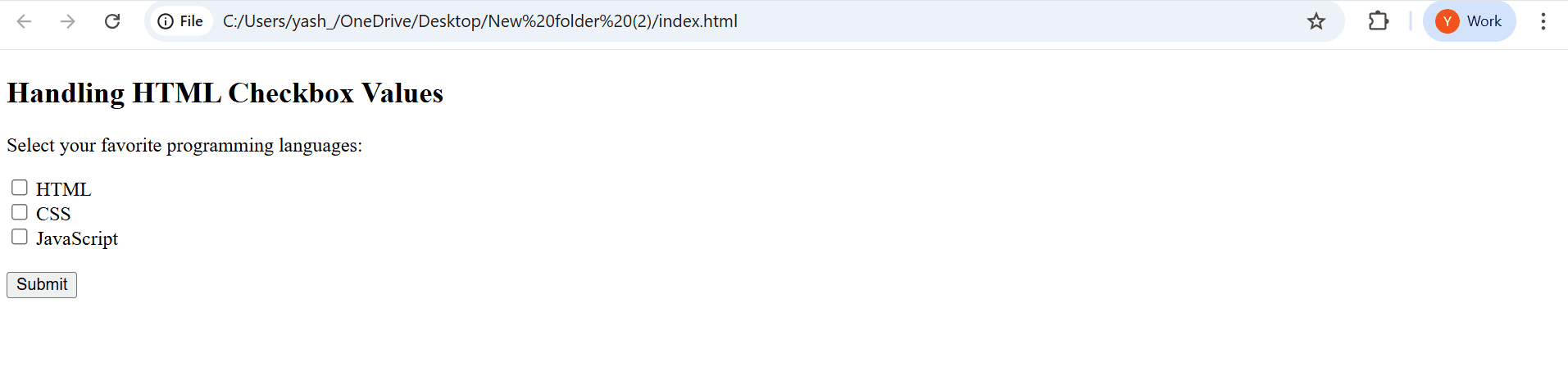 Handling HTML Checkbox Values