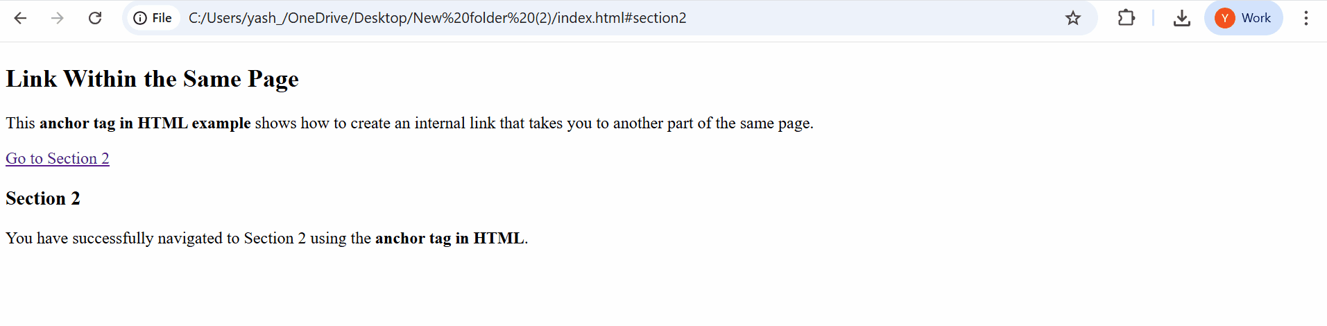 Link within the same page