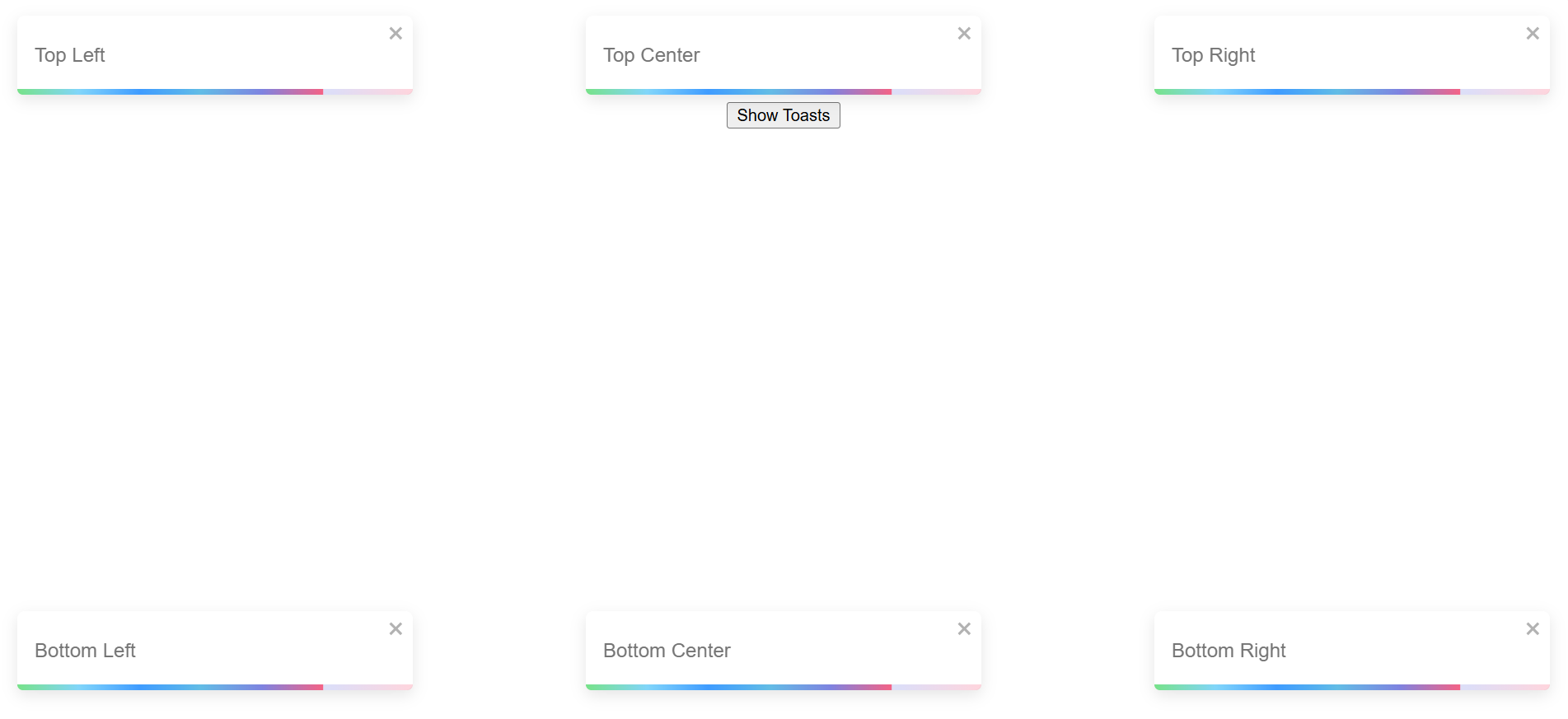 positioning the toast