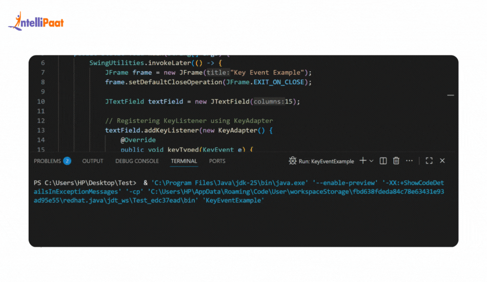 Keyboard Event Example